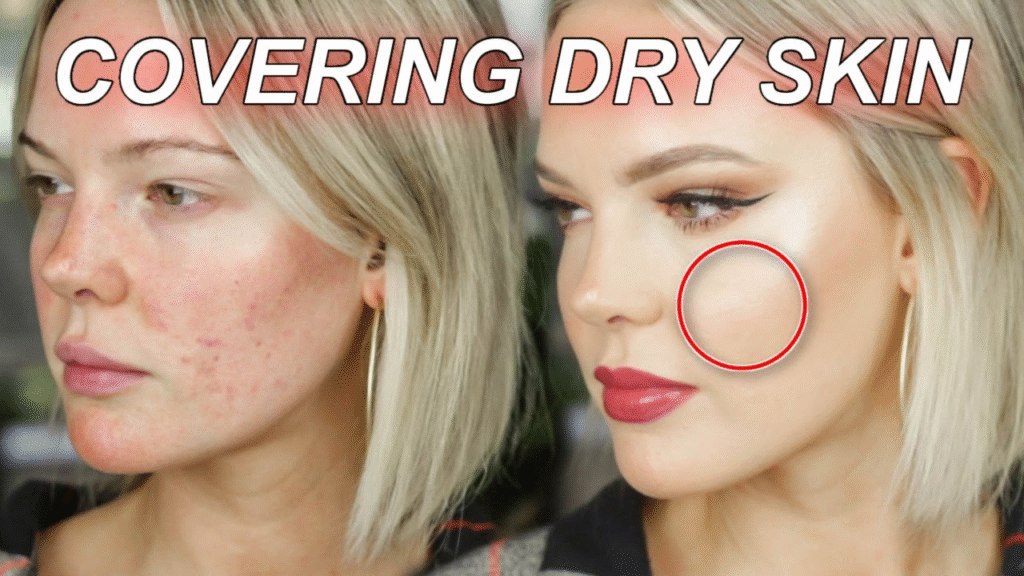 Covering And Applying Foundation To Dry Skin